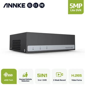 Видеорегистратор безопасности ANNKE 8CH 5MP Lite с внутренним твердотельным накопителем SSD, встроенный в SSD для обнаружения человека/транспортного средства с помощью искусственного интеллекта