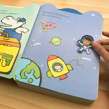 Изысканная и многократно наклеивающаяся книга из бумаги для рисования 0-3-6 лет, Детские забавные наклейки-головоломки, Детская забавная книга для раннего образования