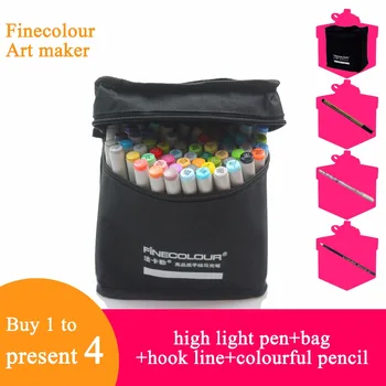 FINECOLOUR EF101, Студенческая профессиональная кисть для рисования 160 цветов, чернила на спиртовой основе, двуглавая ручка для рисования художественными маркерами