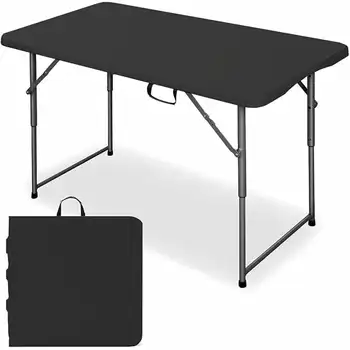 4-футовые портативные пластиковые складные столики для внутреннего и наружного использования, черный