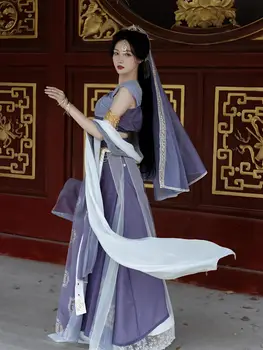 Китайский Экзотический стиль Dunhuang Flying Sky Улучшенная женская одежда Hanfu в стиле Западного региона Han Element Performance Одежда