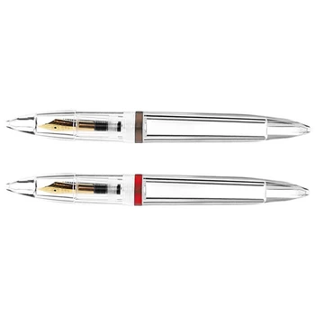 2 Шт 0,5 мм Перьевая ручка с Пипеткой Высокой Емкости Прозрачные Ручки Офисные школьные принадлежности Серый и красный