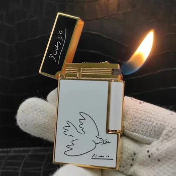 Легкая Роскошная сигара из табака Ligne 2, газовая зажигалка, косое пламя, бутановая зажигалка, яркий звук, ветрозащитный