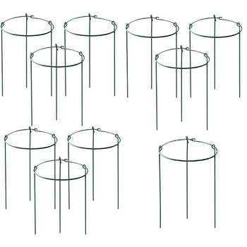 Каркасные кольца для поддержки садовых растений, упаковка из 10 круглых металлических колец для растений, прочные садовые опоры