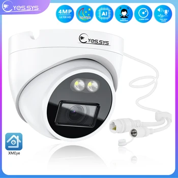 Eyes.sys 4-Мегапиксельная купольная камера видеонаблюдения с PoE объективом 3,6 мм, Цветная IP-камера ночного видения Aduio с функцией обнаружения движения тела