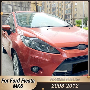 Наклейки на переднюю фару, брови, Веки, крышка лампы, обвесы, тюнинг, черный глянец/карбон, внешний вид для Ford Fiesta MK6 2008-2012 ABS