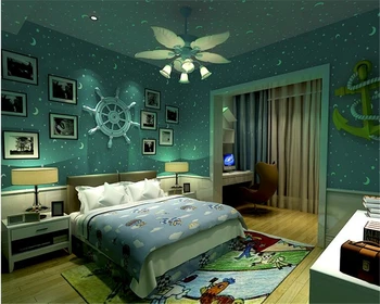 3D светящиеся обои на потолок детской комнаты синий розовый желтый белый луна звезды светящиеся обои наклейка на стену behang Beibehang