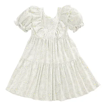 Платье принцессы для девочек, лето 2023, Новая детская одежда, Модное платье с цветочным рисунком для маленьких детей, #7366