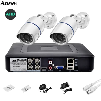 AZISHN AHD Camera System Video 4CH AHD DVR Kit 5MP 1080P Наружная Камера видеонаблюдения H.265X P2P Комплект Системы видеонаблюдения