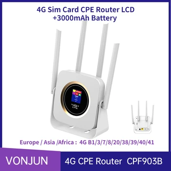 CPF903B LTE CPE Маршрутизатор Точка доступа для sim-карты 4G с аккумулятором емкостью 3000 мАч, WiFi с RJ45 LAN WAN, четыре антенны с высоким коэффициентом усиления
