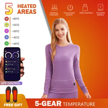 Женское термобелье с подогревом, Мужская мотоциклетная куртка, Нижнее белье, приложение для смартфона, контролирующее температуру, USB-питание от аккумулятора