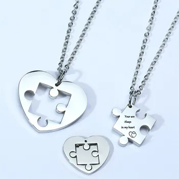 Ожерелье с сердцем из кусочков головоломки от аутизма серебристого цвета, ручная монета, Женское Мужское ожерелье, Персонализированные украшения для пар Дружбы