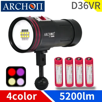 D36VR дайвинг фото огни дайвинг видео фонарик УФ теплый белый красный фиолетовый дайвинг заполняющие огни Подводный 100 м дайвинг факел