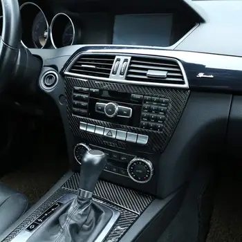 для Mercedes Benz C Class W204 2011-2013, наклейка на панель мультимедийного переключателя из мягкого углеродного волокна, аксессуары для отделки