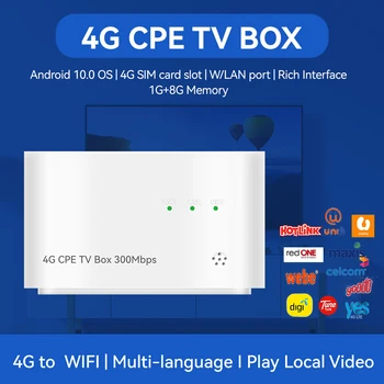 4G Слот для sim-карты Android TV Box HDMI 2.0b Беспроводной Маршрутизатор WAN/LAN Порт 1 ГБ + 8 ГБ Памяти 4G WiFi CPE Маршрутизатор 300 Мбит/с WiFi 32 Пользователя
