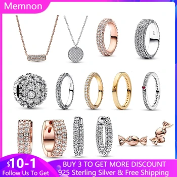 Неподвластные времени сверкающие круглые подвески из 100% стерлингового серебра 925 пробы, оригинальные кольца-конфетки, серьги, ожерелье для женщин