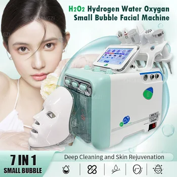 Водородно-кислородный Пузырьковый Мини-косметический аппарат 7-в-1, устройство для лифтинга и уменьшения морщин на лице, Устройство для скрабирования кожи