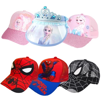 Детская бейсболка Disney Brand Frozen Princess, Сетчатая шляпа, Летняя Уличная мультяшная солнцезащитная шляпа, Дышащий зонт, Человек-паук