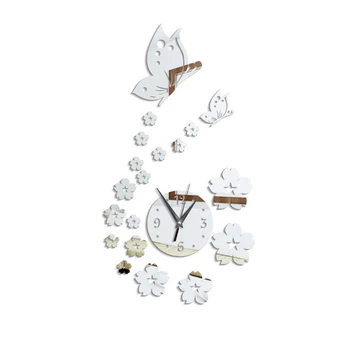Хрустальные 3D Настенные часы с Бабочкой, Акриловые Зеркальные наклейки на стену, Гостиная, Спальня, Домашняя вечеринка, Свадебное украшение
