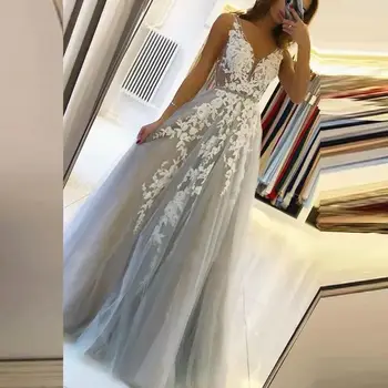 robe mariage платье сексуальный халат невесты с V-образным вырезом, кружевное Элегантное Свадебное Платье, Длинное Платье Невесты, vestido de novia