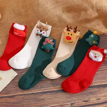 Детские носки, привлекательные, удобные, впитывающие пот, Дышащие, Не стесненные Хлопковые детские носки, Чулки с рождественскими элементами