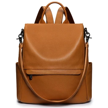 Женский Рюкзак из натуральной кожи S-ZONE, кошелек, противоугонный Дорожный рюкзак, школьная сумка-трансформер, средняя длина