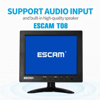 ESCAM T08 8-дюймовый TFT LCD 1024х768 Монитор видеонаблюдения с поддержкой VGA, HDMI, AV, BNC, USB для ПК, камера видеонаблюдения