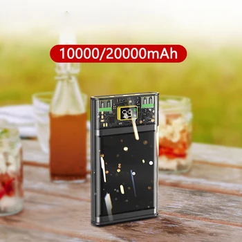 20000 мАч Прозрачный Power Bank с кабелем PD USB Type C 22,5 Вт Быстрая Зарядка Powerbank для iPhone 13 Huawei P40 Xiaomi Повербанк
