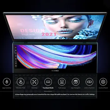 Лидер ПРОДАЖ для ноутбука ZenBook Pro Duo 15 OLED UX582, 15,6-дюймовый сенсорный OLED UHD дисплей, Intel Core i9-11900H, 32 ГБ оперативной памяти, 1 ТБ С