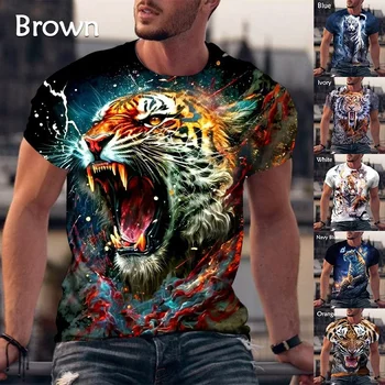 Летняя Модная футболка с 3D принтом Тигра, мужские и женские футболки с животными, повседневные топы в стиле Харадзюку, футболки