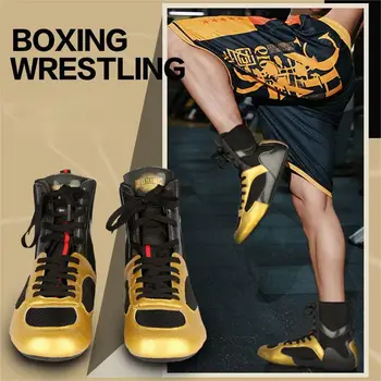 Большие Размеры 35-46, Профессиональные боксерские туфли, Мужские И женские борцовские туфли с высоким берцем, Дышащие боксерские тренировочные ботинки, Боевые кроссовки