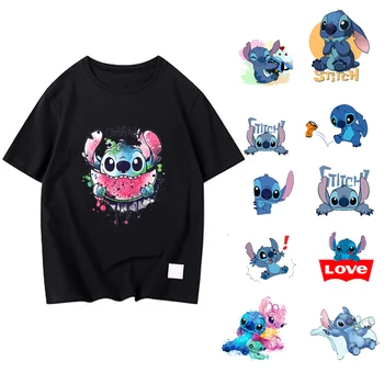 Нашивки Disney Lilo & Stitch для Одежды, Теплопередающие Наклейки для Женских Рубашек/Толстовок с Мультяшным рисунком 