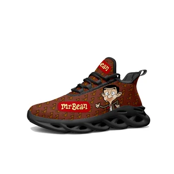 Кроссовки Mr Bean на плоской подошве, Мужские И Женские Кроссовки для подростков, Высококачественные Милые Плюшевые Аниме, Сетчатая обувь на шнуровке на заказ