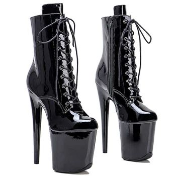 Leecabe/Женские ботинки для дискотеки на платформе 20 см/8 дюймов из натуральной кожи на высоком каблуке для танцев на шесте