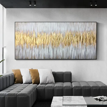 Золотая 3D текстурная линия, абстрактная картина маслом, ручная роспись на холсте, декор комнаты, настенное искусство из золотой фольги, индивидуальное подвешивание для дома