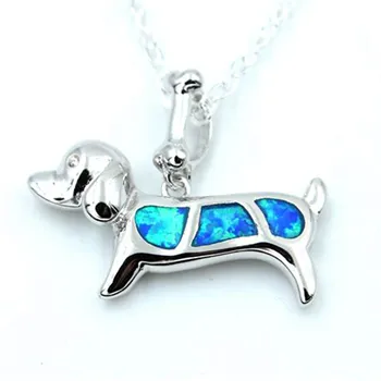 Блог ювелирных изделий в стиле Красивая подвеска в виде собаки с синим опалом из стерлингового серебра 925 пробы, женское ожерелье для подарка