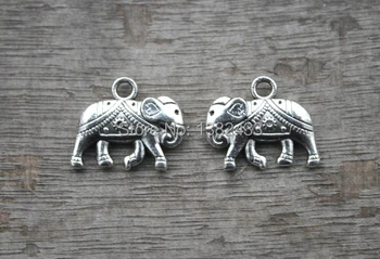 10 шт. Подвески в виде слона-Старинные тибетские серебряные подвески в виде Слона 25x21 мм