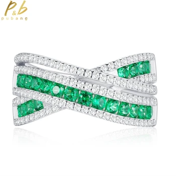PuBang Fine Jewelry из чистого серебра 925 пробы, кольцо с зеленым бриллиантом, созданное из муассанита для женщин, подарок на годовщину, бесплатная доставка